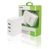 [02500089] Chargeur mural 3 ports - 2xUSB-A - USB-C - Blanc#