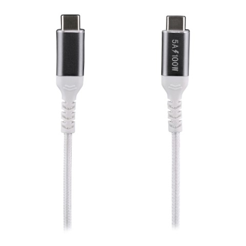 Câble USB-C vers USB-C/100W/Tressé/2m/Blanc